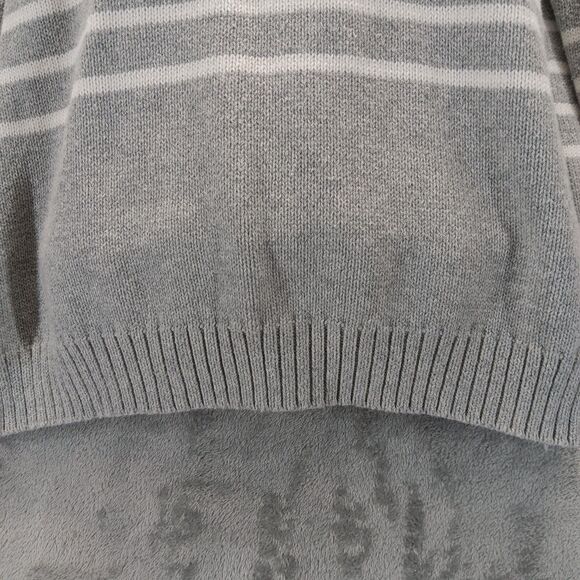 Gap Womens Sweater Cotten Knit Gray White Striped Crew Neck Casual Size M - Picture 7 of 10